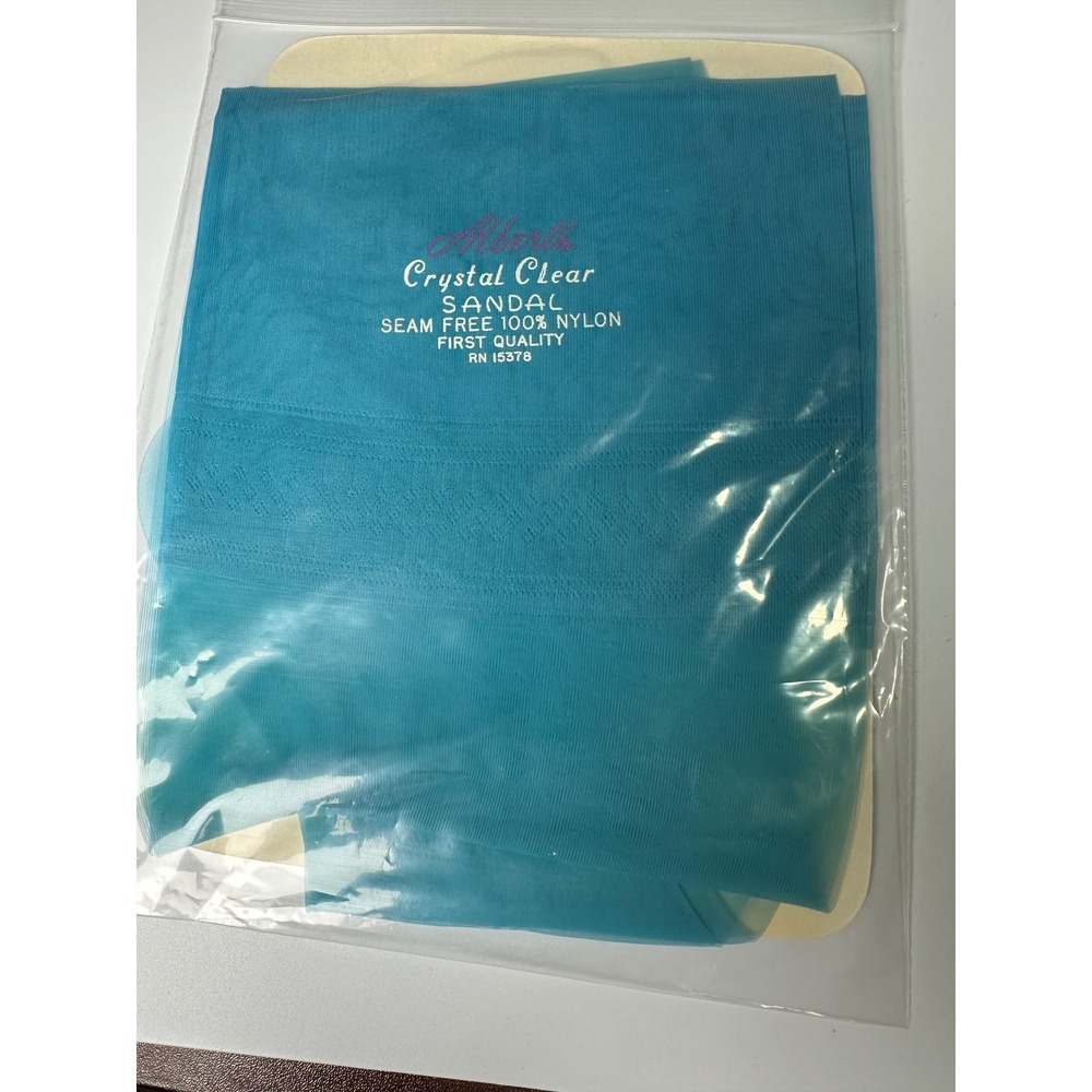 Vintage 1960s MOD Alberts Crystal Clear Blue Garter Stockings NOS Deadstock